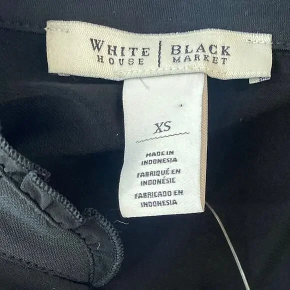 White House Black Market NWT Black V-neck 3/4 Sleeves Ruffles sz XS - Picture 4 of 7